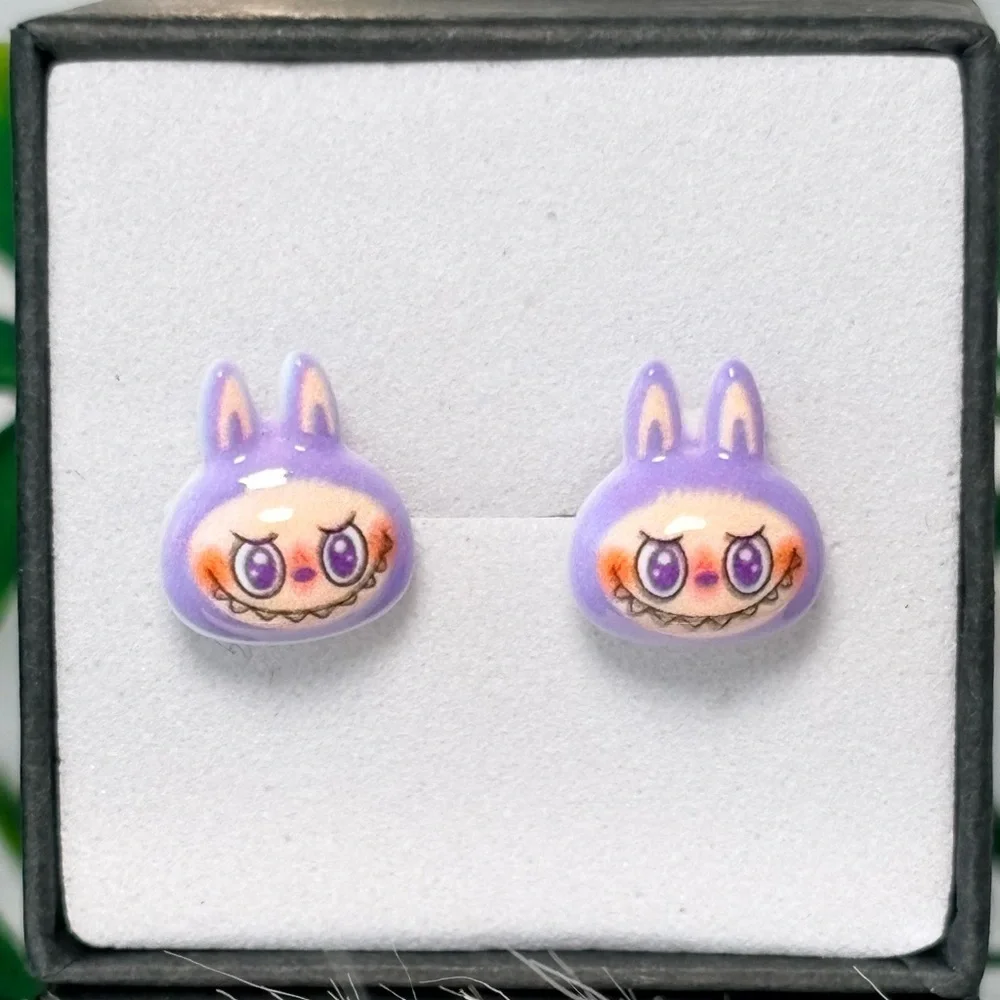 Cute Purple‎ Monster Character Stud Earrings